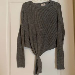 Gray Tie Front sweater